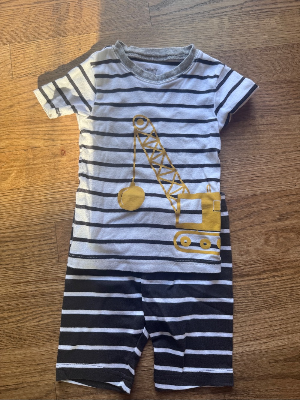 Carter's Black & White Striped Tee with Yellow Graphic